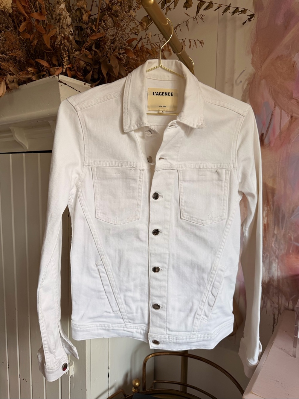 L'AGENCE White Denim Jacket